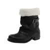 Botas de Nieve Cálidas Retro para Mujer 2026 Otoño/Invierno Botines Cortos Súper Bonitos con Hebilla Botas de Piel Botas de Algodón del Noreste Botas de Moda