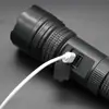 Linterna de Zoom Telescópico con Láser Blanco para Acampar al Aire Libre, Linterna de Luz Fuerte con Advertencia de Reflector Blanco al Final, Linterna de Alto Brillo