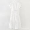 Comércio Exterior Atacado Primavera e Verão Novo Moda Casual Europeia e Americana Recorte Bordado Estilo Camisa Vestido Decote V 8023545