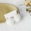 Orejas de gato bola de pelo otoño e invierno aretes cortos para mujer dulces combinan con todo aretes de aguja de plata S925 aretes del mismo estilo que celebridades de internet