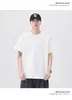 Roupas Masculinas Fengshe / Camiseta Henley de Manga Curta 250g Estilo Americano, Camisa Henley Vintage de Algodão Puro com Caimento Solto para o Verão, Camiseta de Nicho