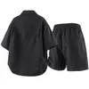 26 Camisas Casuales de Manga Corta para Hombre Estilo Verano, Conjunto de Dos Piezas de Camisa y Pantalones Cortos de Moda de Marca Suelta Talla Grande