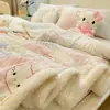 2026 Nova Manta Estilo Japonês e Coreano Creme Lã de Cordeiro + Leite Fleece Desenho Animado Fofo Manta de Sofá Manta de Lançar para Intervalo de Almoço