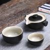 Conjunto de Chá Cerâmico Estilo Japonês de Uma Panela Duas Xícaras para Viagem ao Ar Livre, Xícara Rápida de Cerâmica Preta Portátil, Presente de Negócios