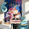 Decoración de Cumpleaños para Niño Escena Globo Decoración de Pastel Sala de Niños Pared de Fondo Atmósfera Accesorios para Fotos Tela Colgante