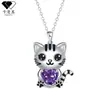 Kamanqi Transfronterizo Más Vendido Dibujo Animado Gato Abrazando Corazón Colgante Moda Gato Negro Collar para Mujer Collar de Gato