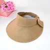 Sombrero de estilo coreano para mujer, sombrero de verano para viaje, protector solar, sombrero de sol de ala grande, sombrero de sol plegable con lazo en la parte superior vacía, nuevo