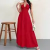 2025 Amazon eBay moda transfronteriza europea y americana vestido de verano nuevo para mujer sin espalda con cuello halter