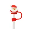 Tapa de Popote Tema Navideño Cubierta de Popote de Dibujos Animados Tapón de Polvo para Popote Accesorios para Popote de Termo Venta al por Mayor Personalización