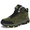 Zapatos de senderismo de invierno de caña alta Qifeng de fábrica con algodón cálido para parejas, zapatos casuales para exteriores con forro polar, tallas 45.46.47