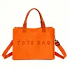 Bolso Tote de Pana con Letras para Mujer Moda Transfronteriza Versátil Gran Capacidad Bolso de Hombro Cruzado Casual para el Trabajo