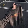 Estilo Retrô Americano Estampa de Letras Roupas Esportivas Gola Redonda Moletom Masculino Outono Solto Casual Versátil Top Tendência Confortável
