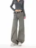 Pantalones de Trabajo Retro Americanos Nuevos Primavera 2026 Paracaidista Pierna Recta Desgastados Plisados Pantalones de Trabajo de Mezclilla Blanca para Hombres y Mujeres