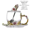 Taza de Té Popular Más Vendida, Taza de Vidrio, Taza de Té de Flores, Taza de Té de Flores de Alto Valor Estético, Taza de Agua Estilo Rosa Azul Pintada con Esmalte