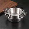 Tigela de Macarrão Instantâneo Espessada em Aço Inoxidável, Tigela de Vinho de Arroz, Tigela de Cozinha, Tigela de Macarrão, Lanche Doméstico Xh Hashi de Bambu, Prato de Frutas, Estilo Retrô