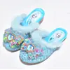 Zapatillas de Princesa de Cristal para Niños Más Terciopelo Cálido Algodón Zapatillas Niños Elsa Dibujos Animados Interior Hogar Niñas Peludas Algodón Zapatillas