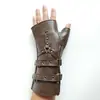Guantes de Muñeca de Caballero Medieval para Hombre Estilo Motociclista Guantes de Palma para Montar en Motocicleta Guantes de Cuero Retro Punk de Medio Dedo