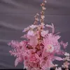 Arreglo floral de piso para boda, decoración de fila de flores rosas, flores de boda, flores artificiales, decoración de pasillo, ambientación, arte floral de escenario T