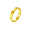 Anel folheado a ouro 24K real cor dourada processo CNC anel olho de gato luxo leve nicho alta costura moda anel de dedo simples