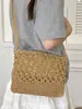Nova Bolsa de Palha Trançada Vazada para Férias de Verão Shuai Mijia, Bolsa Transversal Trançada Artesanal Estilo Étnico Boêmio para Mulheres