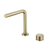 Grifo de Lavabo de Cobre Completo Tipo Split Frío y Caliente Color Gris Pistola para Lavabo de Encimera de Baño con Doble Agujero