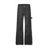 Calça de Lenhador Jeans Cru Resistente CsmyFarsta com Patchwork de Strass Jeans Flare Linha A Estilo Unissex