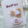 Dos Paquetes de Lindos Pasadores de Oso de Dibujos Animados Autocríticos, Pinzas de Pato Dulces para Estudiantes, Accesorios para el Cabello con Pinza de Corazón Femenino de Acrílico para Flecos