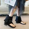 Sandálias Hui Liya B02 Estilo Retrô Francês com Biqueira de Tira, Novas Botas Curtas Baixas de Verão, Sapatos Romanos Versáteis e Fashion com Salto Grosso