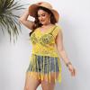 Europa e Estados Unidos transfronteiriços tamanho grande blusa feminina blusa de praia colete de crochê com franjas top transparente sexy 200317