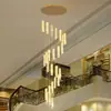 Araña de cristal para escalera transfronteriza, adecuada para apartamentos dúplex, arañas grandes para espacios con techos altos, iluminación de sala de estar de villa, luminaria principal, irradia un sentido de lujo
