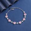 Conjunto de cuatro piezas con colgante de corazón de océano, pendientes, anillo y pulsera en forma de corazón, con diseño de nicho de clavícula y circonita en polvo de amor para mujer.