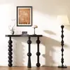 Mesa Estreita Vintage Preta Estilo Francês para Entrada, Mesa Console Longa Criativa de Madeira Maciça Montada na Parede para o Hall de Entrada