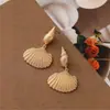 1 par de pendientes de concha con colgante de estilo oceánico europeo y americano para mujer