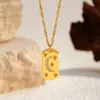 Colar de Aço Titânio Estilo Ins Banhado a Ouro 18K Aço Inoxidável Incrustado com Zircônia Pingente de Estrela e Lua Joias para Mulheres Atacado Presente de Dia das Mães
