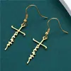 Pendientes de Acero Inoxidable con Letras Cruz Amor Europeos y Americanos Transfronterizos Luz de Lujo Sentido de Alta Gama Estilo Frío ins Pendientes de Moda