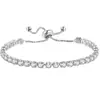 Pulseira de Zircônia Tennis 4mm Simples e Fashion, Best-Seller Transfronteiriça Europeia e Americana para Mulheres, Joia Versátil Ajustável com Puxador