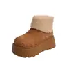 Botas de nieve de plataforma modernas y versátiles para mujeres bajitas, nueva colección de invierno 2026, con forro de felpa añadido para mayor calidez