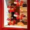 Fuegos Artificiales Año Nuevo 2027 Tienda Roja Árbol de la Fortuna Oveja de Dibujos Animados Decoración de Ventana Pegatina Estática para Puerta de Vidrio