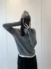 Awencoat Lã de Cordeiro Malha Falsa Duas Peças Feminina Outono/Inverno Novo Design Base Elástica Canelada Top