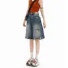 Shorts de mezclilla de moda estilo americano, lavados, rotos, vintage, 2026 verano, shorts deportivos holgados para mujer