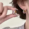 Pendientes Retorcidos de Esmalte Goteado Estilo Pequeño Chanel Francés para Mujer Joyería de Oreja Exquisita de Alto Grado de Lujo Ligero de Nicho Nuevo Rojo de Red