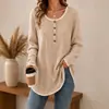 Top casual de manga larga con botones y cuello redondo de moda europea y americana 2026 autodesarrollado por Anno para tiendas independientes de Amazon