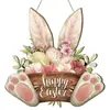 Transfronteiriço 2025 Produto Novo Criativo Flores da Primavera Festa do Coelho Mensagem de Boas-Vindas à Porta Placa de Madeira de Páscoa