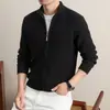 Cárdigan de punto con cremallera y cuello alto para hombre 2026 Otoño Invierno Transfronterizo Suéter Jacket de Color Sólido Engrosado Ropa de Punto Casual de Negocios