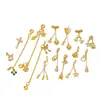 Chapado en cobre con oro de 18 quilates, con un colgante de borla de calabaza de circonio, diseños de mariposa, luna y estrella, adecuado para pulseras de cristal DIY, joyería de media cadena y componentes de accesorios
