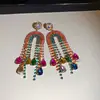 Brincos Europeus e Americanos de Luxo Leve com Franjas e Cristais em Forma de Gota, Brincos de Nicho High-End Transfronteiriços, Brincos Exquisitos Personalizados para Mulheres