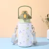 Funda de taza aislada de gran capacidad, funda para botella de agua de viaje al aire libre, correa cruzada, anti-quemaduras, anti-caídas, funda de taza aislada hecha de material de buceo