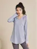 Blusas Esportivas Soltas de Secagem Rápida para Mulheres, Outono e Inverno Manga Longa t Roupas Fitness, Efeito Emagrecedor Cobre o Bumbum Tamanho Grande Roupas de Yoga