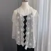 Nuevo Pañuelo de Seda de Malla con Perlas Estilo Chino DIY Encaje Textura Floral Estilo Nacional Vestido Tacto de Alta Gama Bufanda para el Cuello Bufanda Larga Delgada