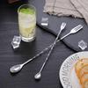 Colher de gelo aço inoxidável colher de bar longa aço inoxidável colher para milk tea aço inoxidável colher alongada cabo longo colher de mexer com haste
